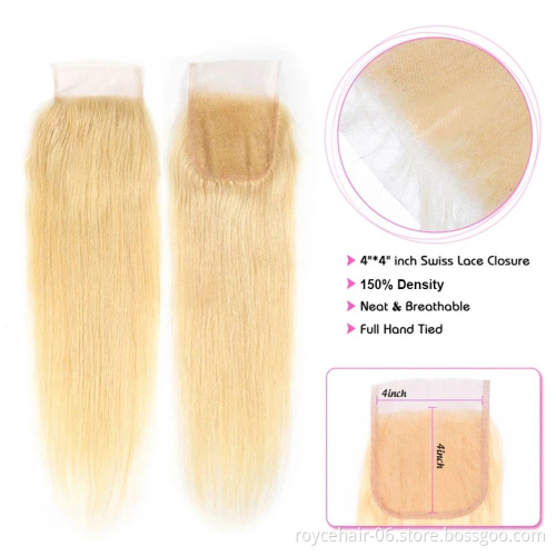 100% Brazilian Human Hair Bundles with Lace Closure Ombre Color 100% Human Hair Extensions OT Silver Hair